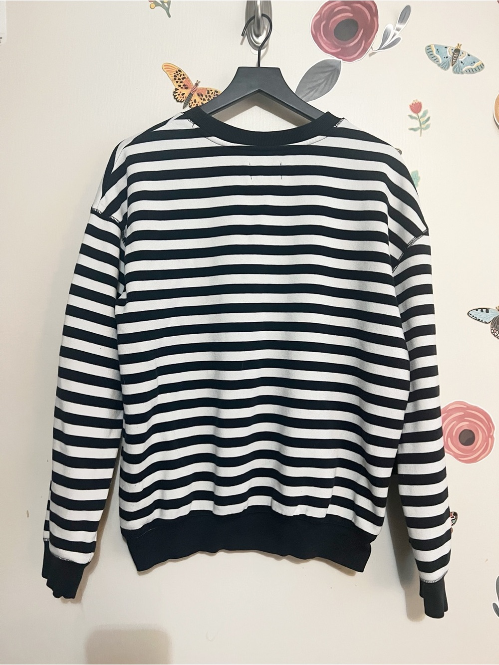 Goodfellow & Co Black and White Striped Crewneck Sweatshirt - Picture 2 of 6